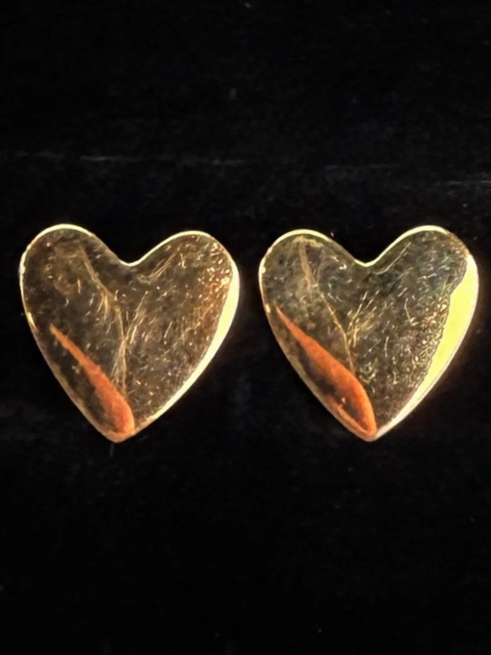 Vintage Napier Aged Goldtone Heart Shaped Clip On Earrings